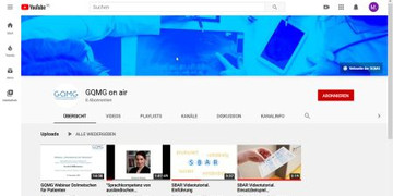 Screenshot des YouTube Channels GQMG "on air" Darstellung der verschiedenen Erklärvideos  
